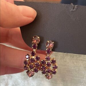 Elegant Gold and Purple Drop Earrings